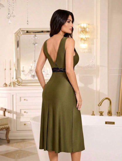 Cania Silk Night Gown - Olive