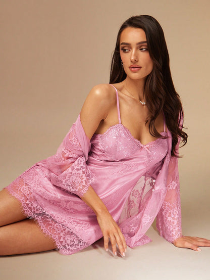 Kelsie Night Gown + Robe - Pink