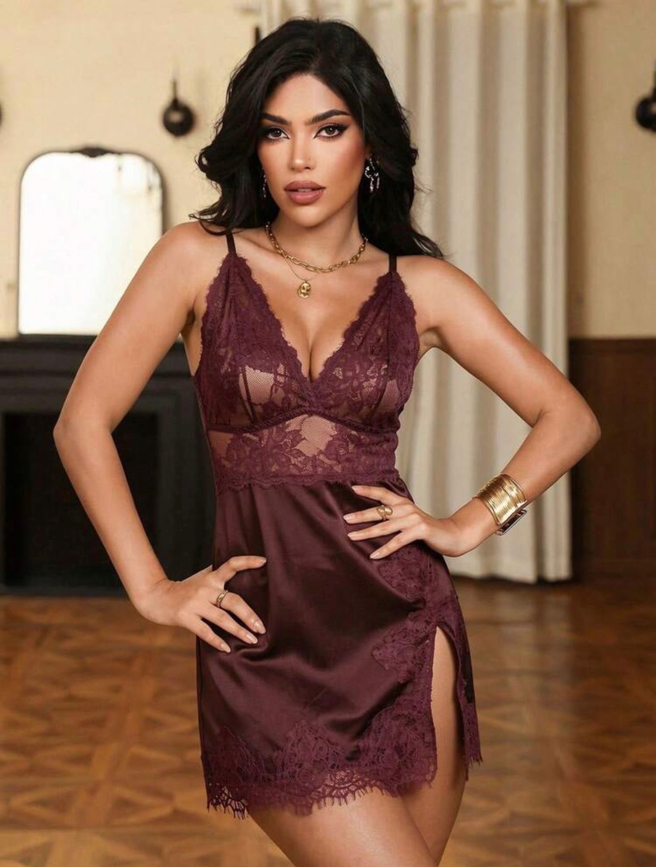 Lover Silk Night Gown - Brown