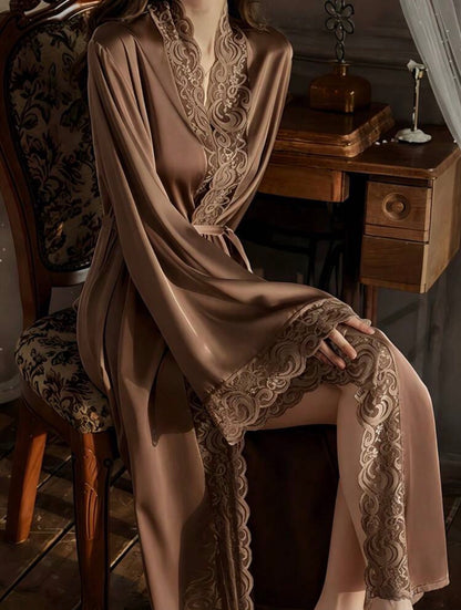 Cassia Silk Lace Robe