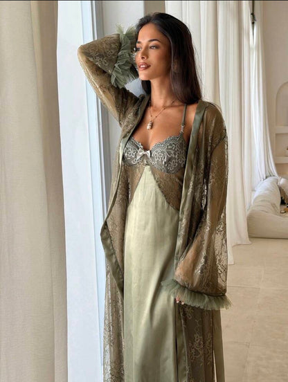 Kezia Night Gown + Robe - Olive