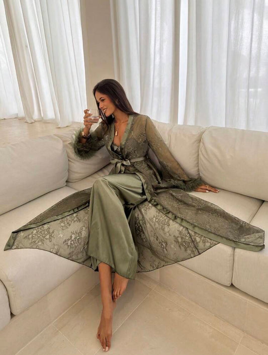 Kezia Night Gown + Robe - Olive