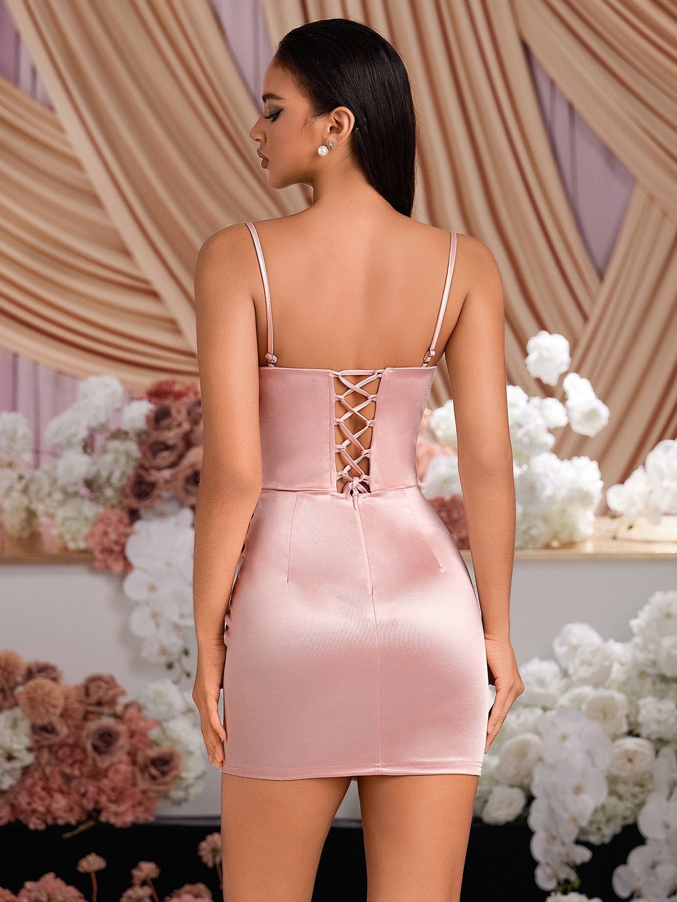 Donna Silk Bustier Mini Dress - Pink