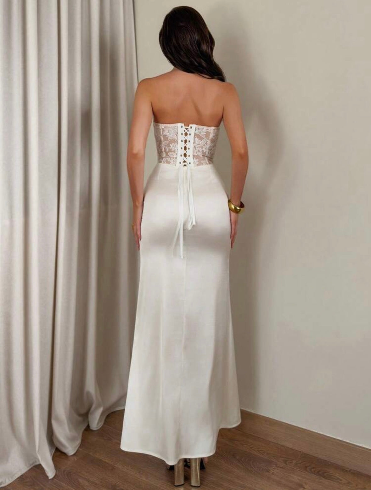 Madelienne Tube Lace Silk Dress