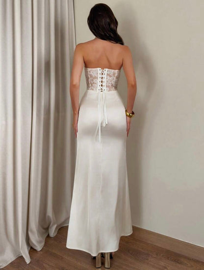Madelienne Tube Lace Silk Dress