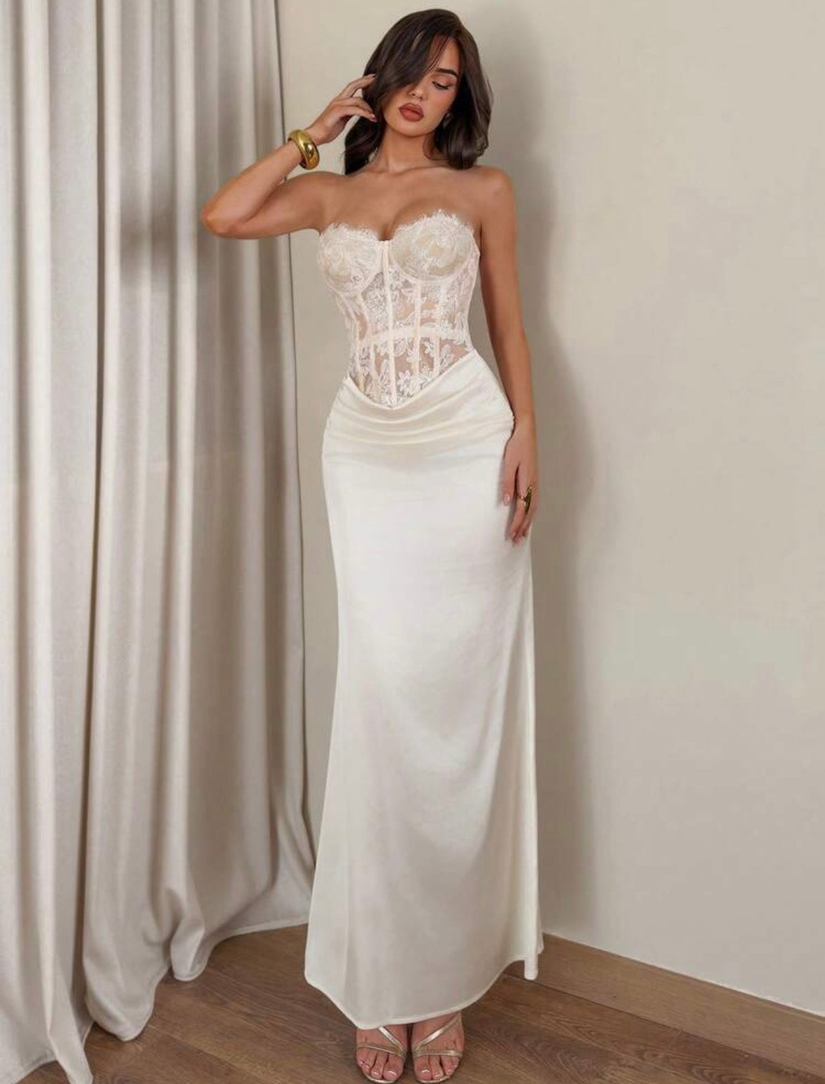 Madelienne Tube Lace Silk Dress