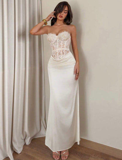 Madelienne Tube Lace Silk Dress