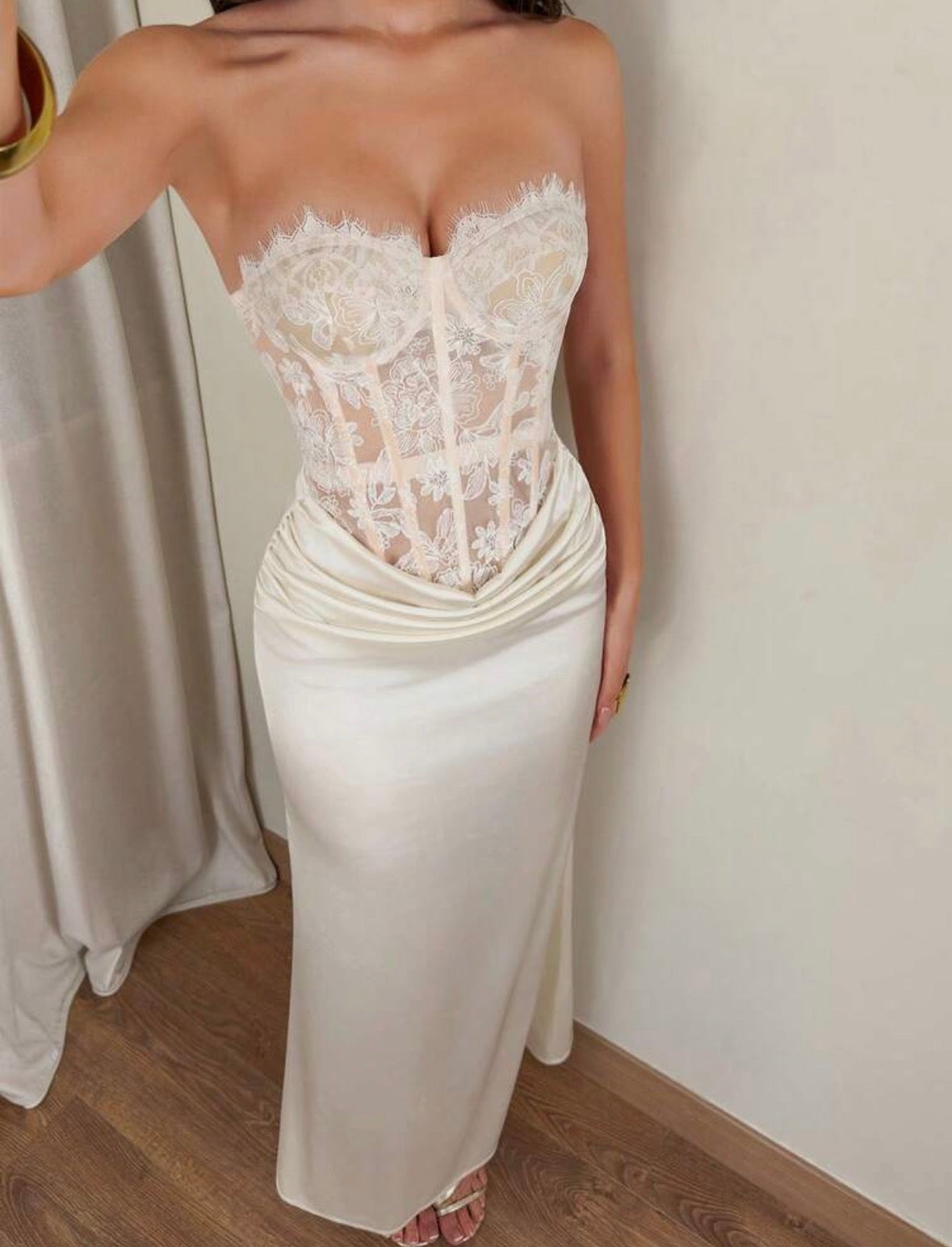 Madelienne Tube Lace Silk Dress