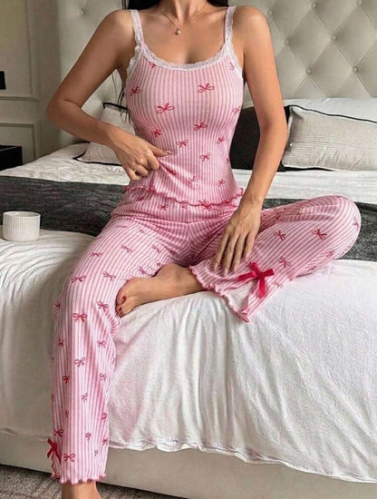 Ghea Knitted Soft Pajamas Set - Pink