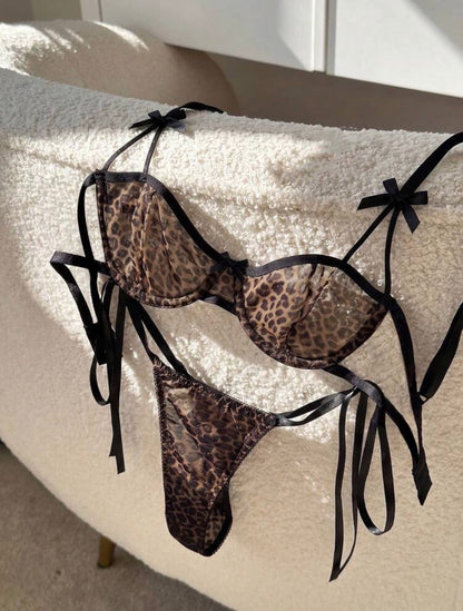 Leopard Basic Lingerie Set - Brown