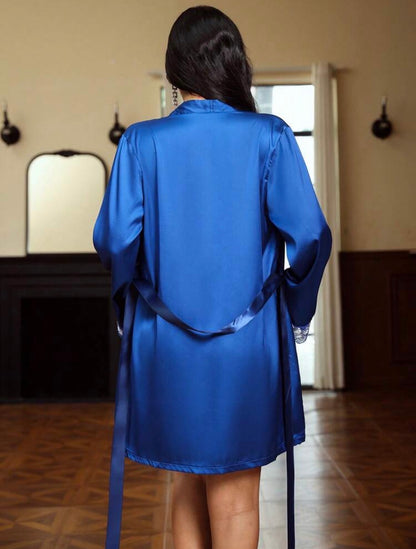 Ophelia Lingerie Set + Robe - Blue Cobalt