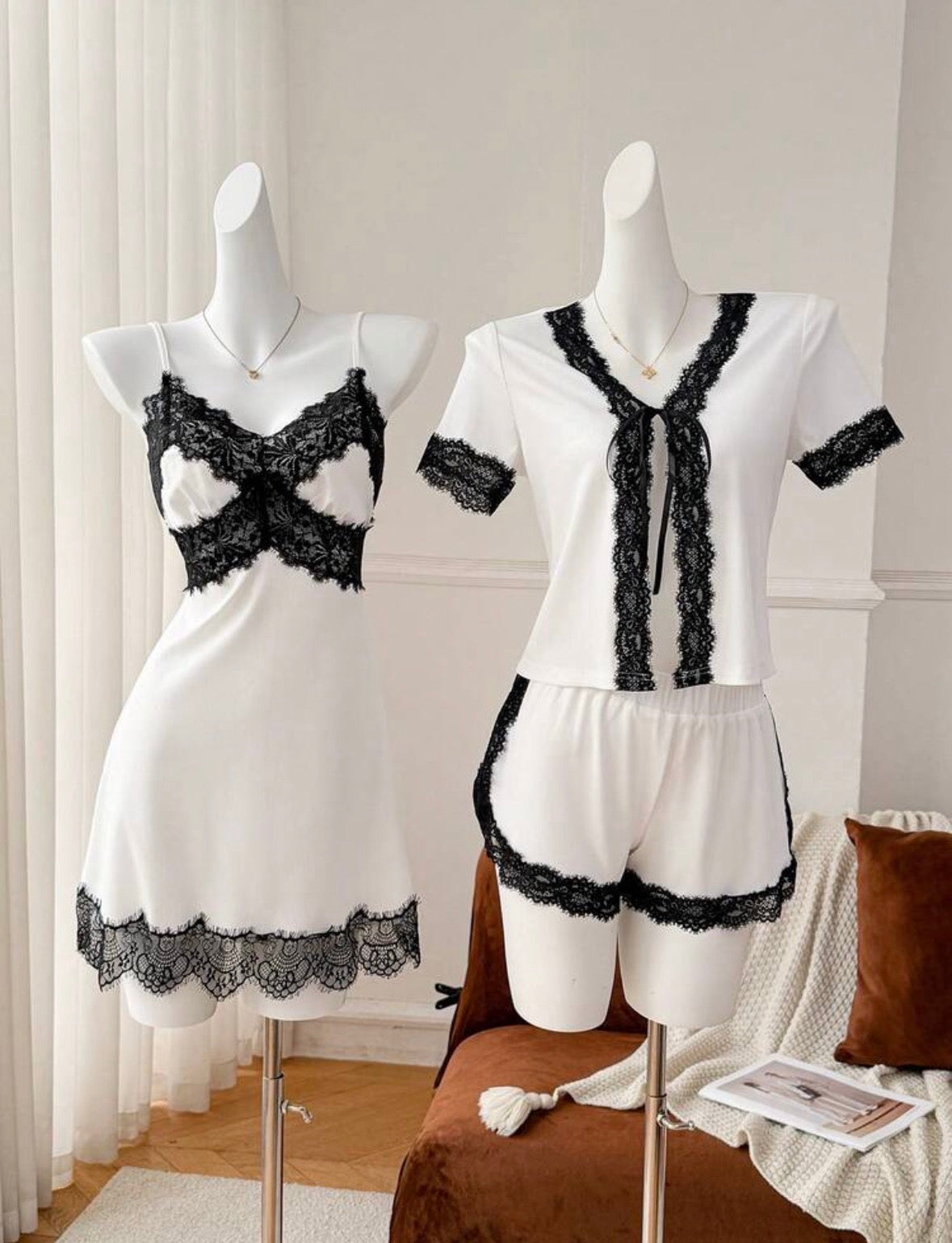 Aria Knit Gown + Pajamas Set - White