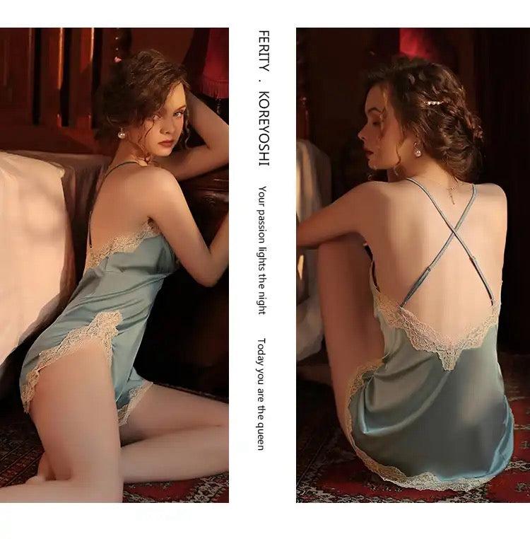 Burgundy Lace Slip Dress - view 4