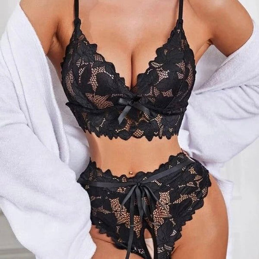 Noir Bow Lace Bralette Set - view 1