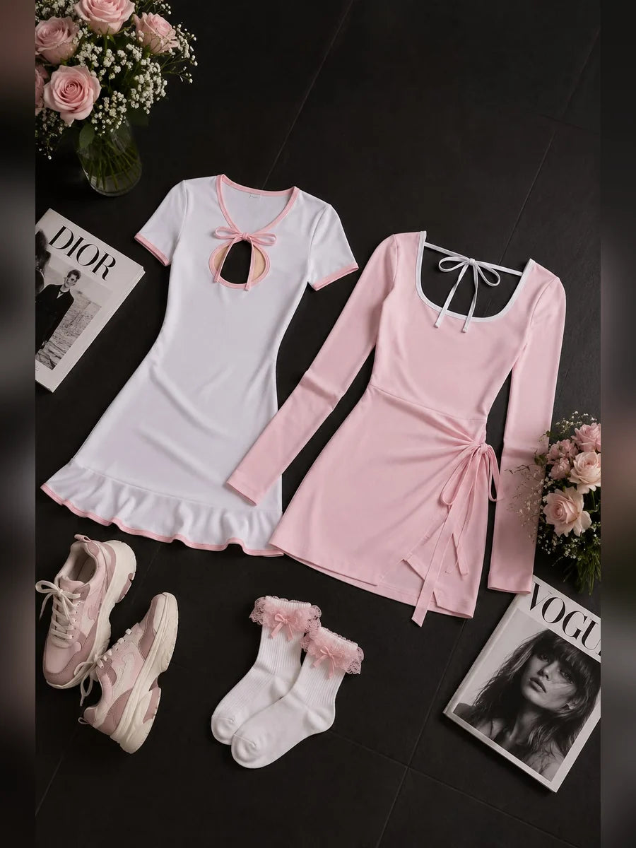 Solea Lounge and Sports pink and white outfits
